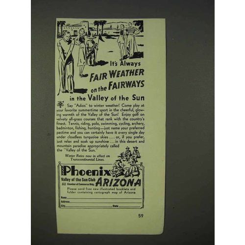 1940 Phoenix Arizona Tourism Ad - Fair Weather Fairways