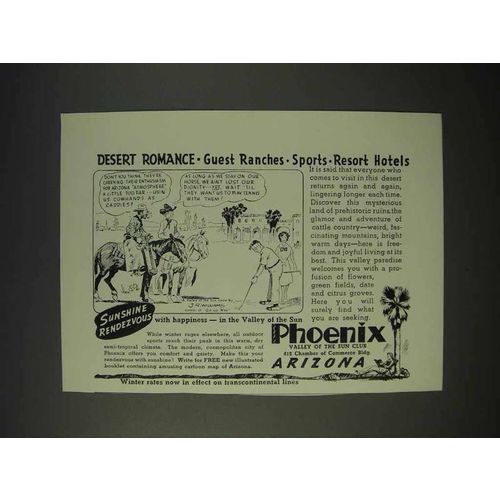 1940 Phoenix Arizona Tourism Ad - Desert Romance