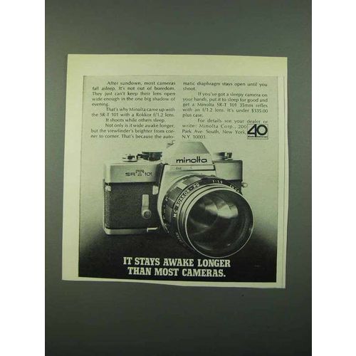 1969 Minolta SR-T 101 Camera Ad - Stays Awake Longer