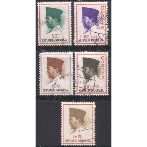 Indonesia - (different dates) President Sukarno collection x5 - used