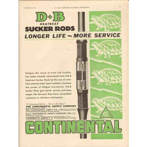 CONTINENTAL SUPPLY COMPANY 1931 DB Heatreat Sucker Rods oil vintage ad