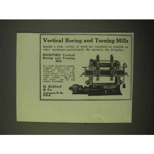 1922 H. Bickford Vertical Boring and Turning Mill Ad