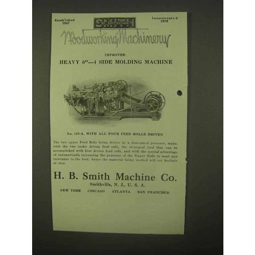 1922 H.B. Smith No. 129-A 4 Side Molding Machine Ad