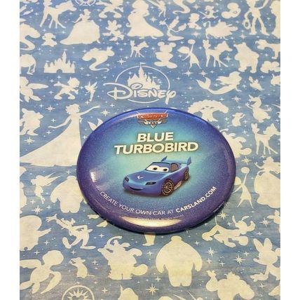 DISNEYLAND PARKS CARS LAND BLUE TURBO BIRD BLUE CAR BUTTON~NEW~PIN ON BUTTON