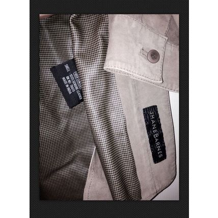Genuine Leather Men's Jacket Coat Blazer Size 44 Beige Brown Luxurious
