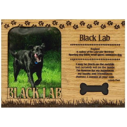 Black Lab Engraved Wood Picture Frame Magnet