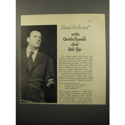 1950 RCA Victor Records Ad - Quentin Reynolds about Italo Tajo
