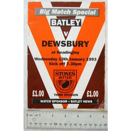 1993 programme Batley v. Dewsbury, 13/1