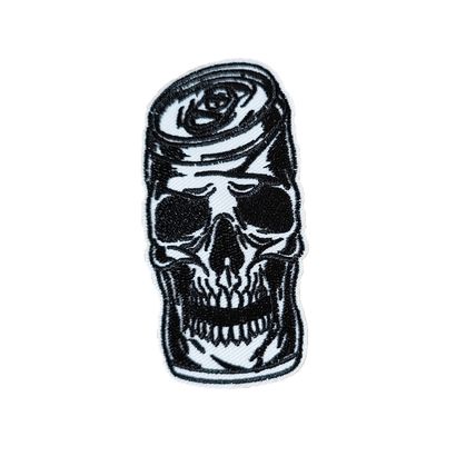 Drinks Can Skull Iron On Patch Embroidered Sew Biker 4.5 cm x 8.3 cm P099
