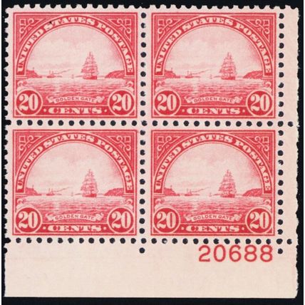 698, Mint NH VF 20¢ Plate Block of Four CV $60.00 - Stuart Katz