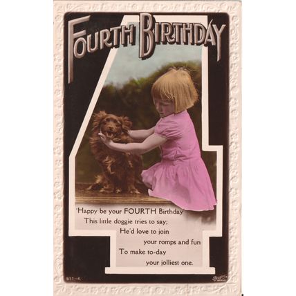 Vintage GB Birthday Card - Fourth Birthday