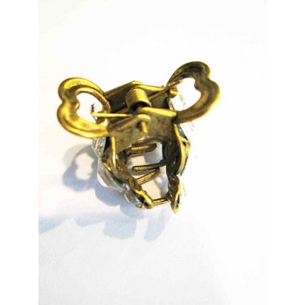 Small mini antique bronze bow metal hair claw clip with crystals bridal clip