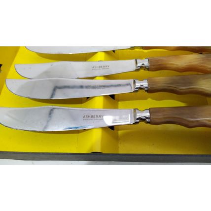 complete set steak knife knives 6 serated edge de luxe cutlery vintage ashberry