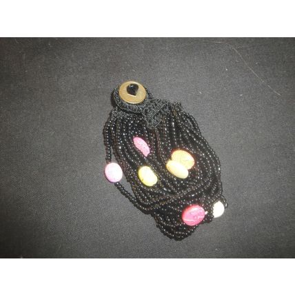 18 strand black seed bead oriental style 7.5" handmade bracelet no metal
