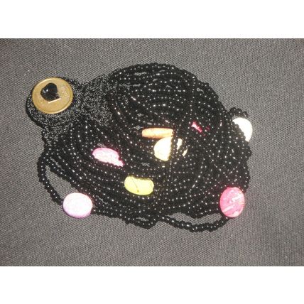 18 strand black seed bead oriental style 7.5" handmade bracelet no metal