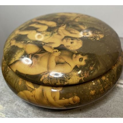 Ceramic Angel Lidded Dresser Powder Box Vintage Collectible
