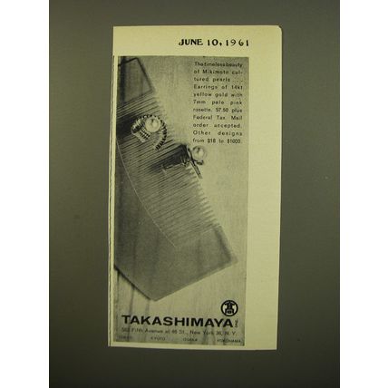 1961 Takashimaya Mikimoto Pearl Jewelry Ad - The timeless beauty of Mikimoto