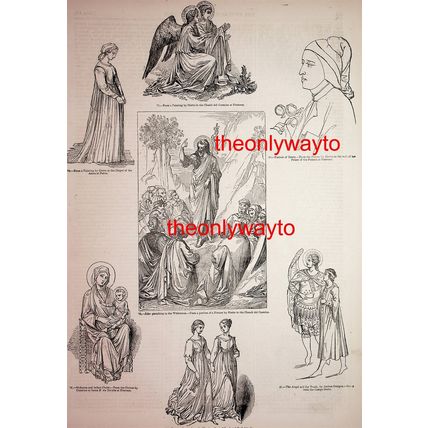 Renaissance Art, Giotto, Cimabue, 7Images, Book Illustration (Print), 1850