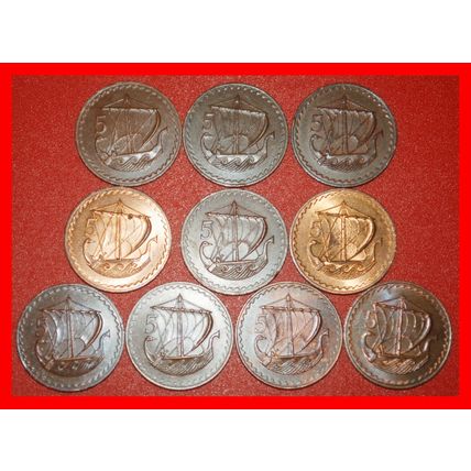 Ⰶ GREAT BRITAIN: CYPRUS ★5 MILS COMPLETE 10 COINS 1963-1980★LOW START★NO RESERVE