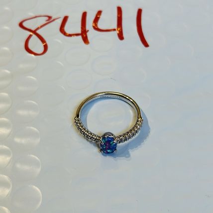 Bomb Party Sz7 BP Ring Jewelry RBP Minimalist Petite Lilac Fire Opal Rhodium Pl
