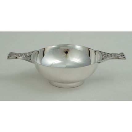 4 ¾" Scottish Sterling Silver Quaich with Celtic Decoration, Edinburgh 1992.
