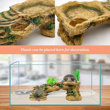 MINYULUA Turtle Basking Platform Reptile Terrarium Hideout Tortoise Resin Rock H