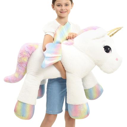 44 Inch Giant Unicorn Stuffed Animal Pillow, Cute Soft Big Unicorn with Rainbow