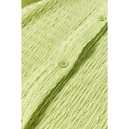 Meadow Mist Green Textured Short Sleeve Patched Pocket Buttoned Shirt Romper