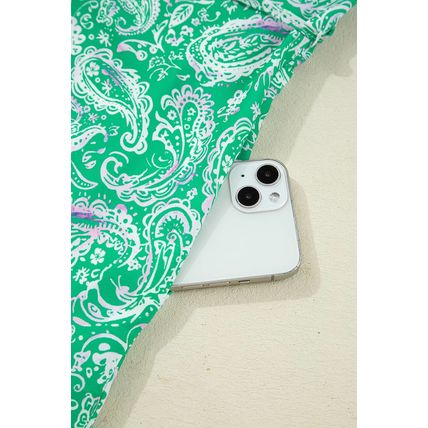 Green Paisley Print Long Sleeve Button Front Tied Waist Mini Dress