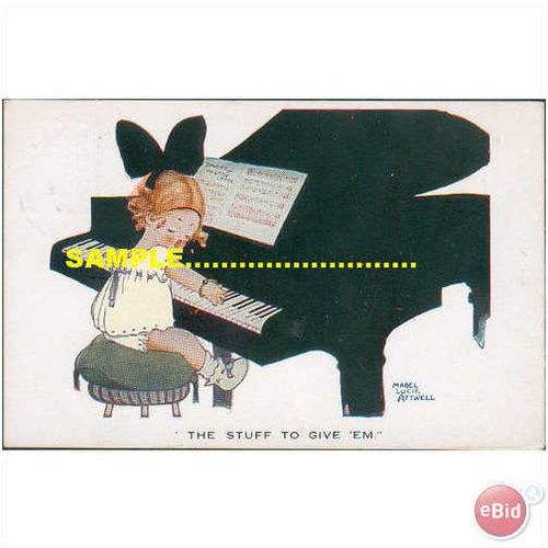 Mabel Lucie Attwell 1925 Child playing the piano, postcard