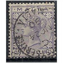 Malta 1885 SG28 1/- Violet Wmk Crown CA Fine Used . .