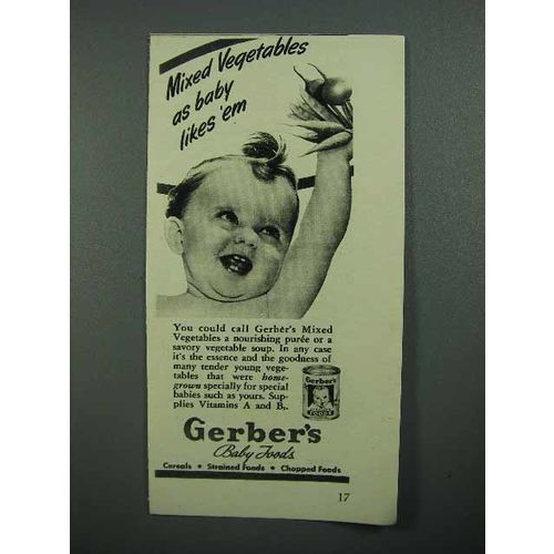 1942 Gerber's Baby Food Ad - Mixed Vegetables