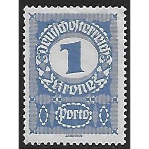 Po Mi 84 x (*): 1 Kr. deep blue Postage Due Stamp: Numeral, white paper.