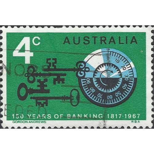 AUSTRALIA, Bank of Australia 150 years, green 1967, 4c, #2