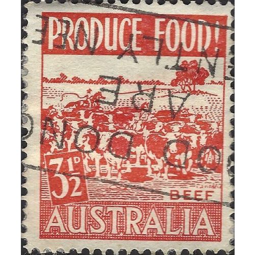 AUSTRALIA, Food Production, Beef, red 1953, 3½d, #2