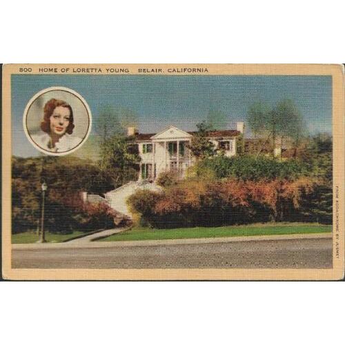 Belair (Bel Air), California - Loretta Young's home - postcard c.1950s