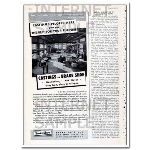 AMERICAN BRAKE SHOE COMPANY 1948 castings piloted here vintage ad