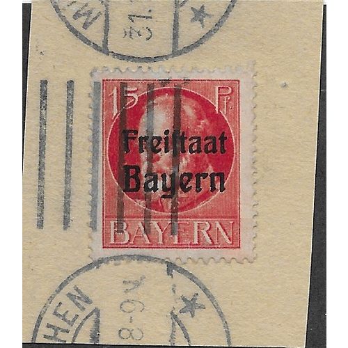 GER (BAVARIA) 1919 15pf KING LUDWIG III' (FREISTAAT)FINE USED(EBID65-475)