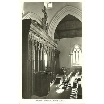Suffolk OFFORD CHURCH Rood Screen Postcard (Harvey Barton)