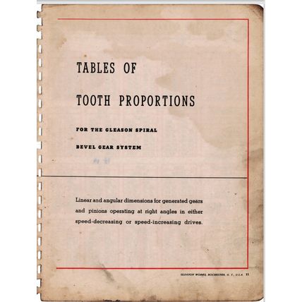 Gleason Spiral Bevel Gear System Tooth Proportions 1942 SDJ007.54D.2M PDF