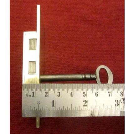 Antique Cabinet Cupboard Lock LEFT HANDED Georgian Brass & Steel 1 working Key