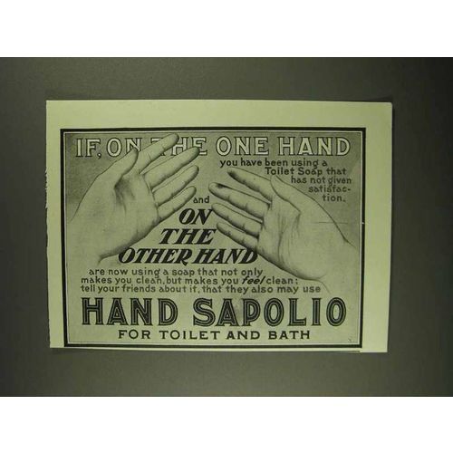 1903 Hand Sapolio Soap Ad - If, On the One Hand