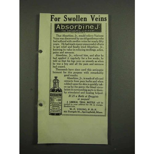 1918 Absorbine Jr Liniment Ad - For Swollen Veins