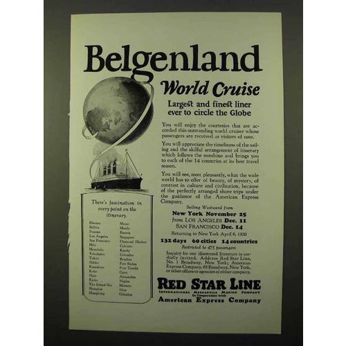 1925 IMM Cruise Ad - Belgenland World Cruise