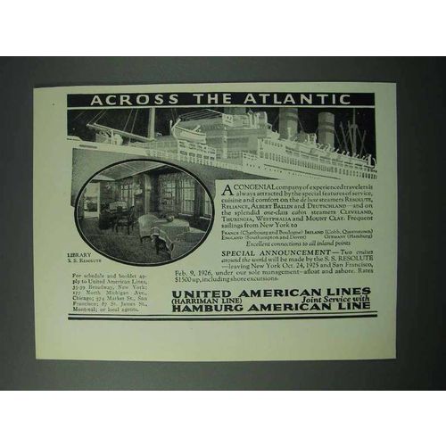 1925 United American, Hamburg American Line Cruise Ad
