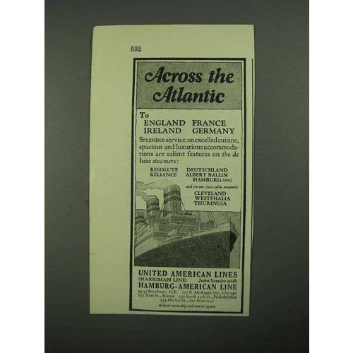 1925 United American Lines Hamburg-American Line Ad - NICE!