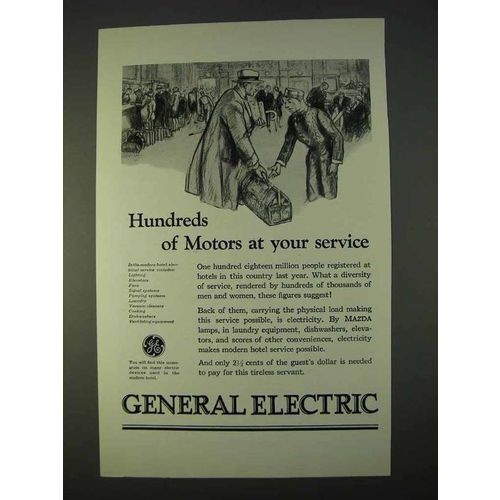 1927 General Electric Ad - Hundreds of Motors Service