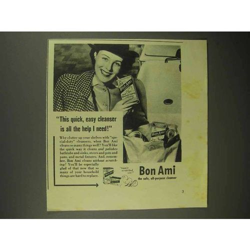 1942 Bon Ami Cleanser Ad - Quick, Easy