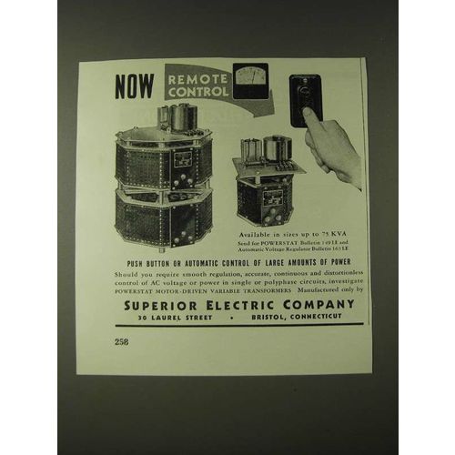 1943 Superior Electric Co. Powerstat Motor-driven variable transformers Ad