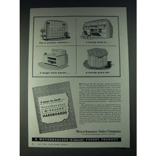 1958 Weyerhaeuser 4-Square Hardboards Ad - For a window valance